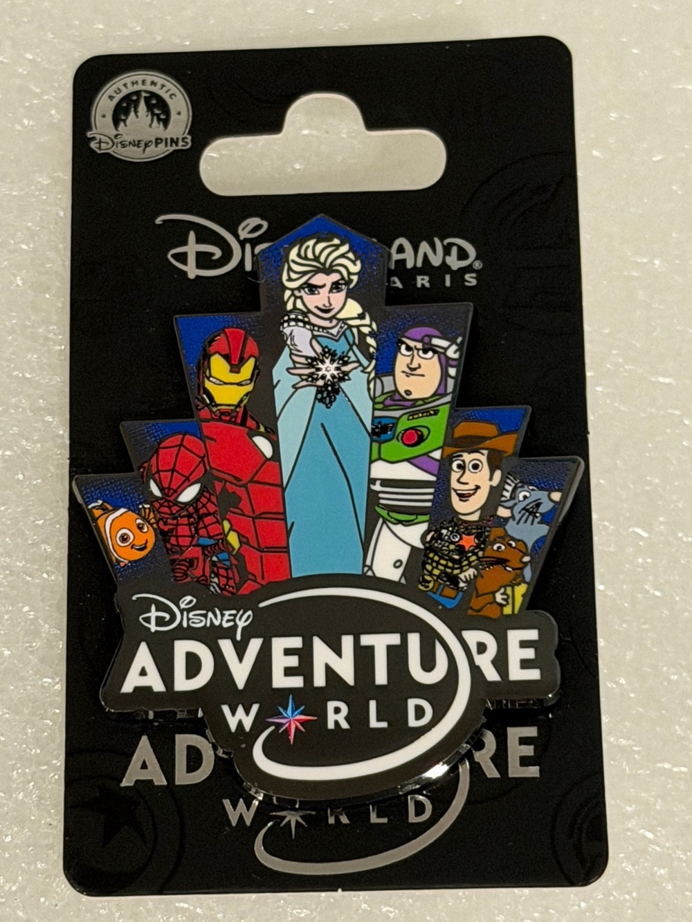 Disneyland Paris Adventure World Elsa Remy Spiderman Ironman Woody Buzz Pin NWT